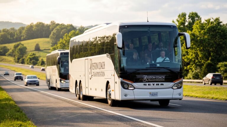 Out of Town Charter Bus Rental 1 50-57 passenger Coach bus with toilet for out of town bus trips