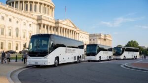 DC Charter Bus Rental Provided by Reston Coach 1 50 57 passenger Coach bus with toilet for all type of events in DC MD Northern VA area